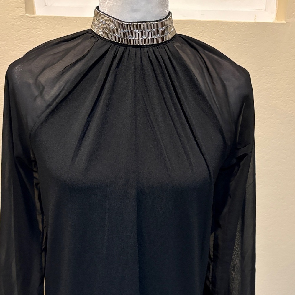 Cable & Gauge Black Blouse with Silver Accents - Picture 7 of 14